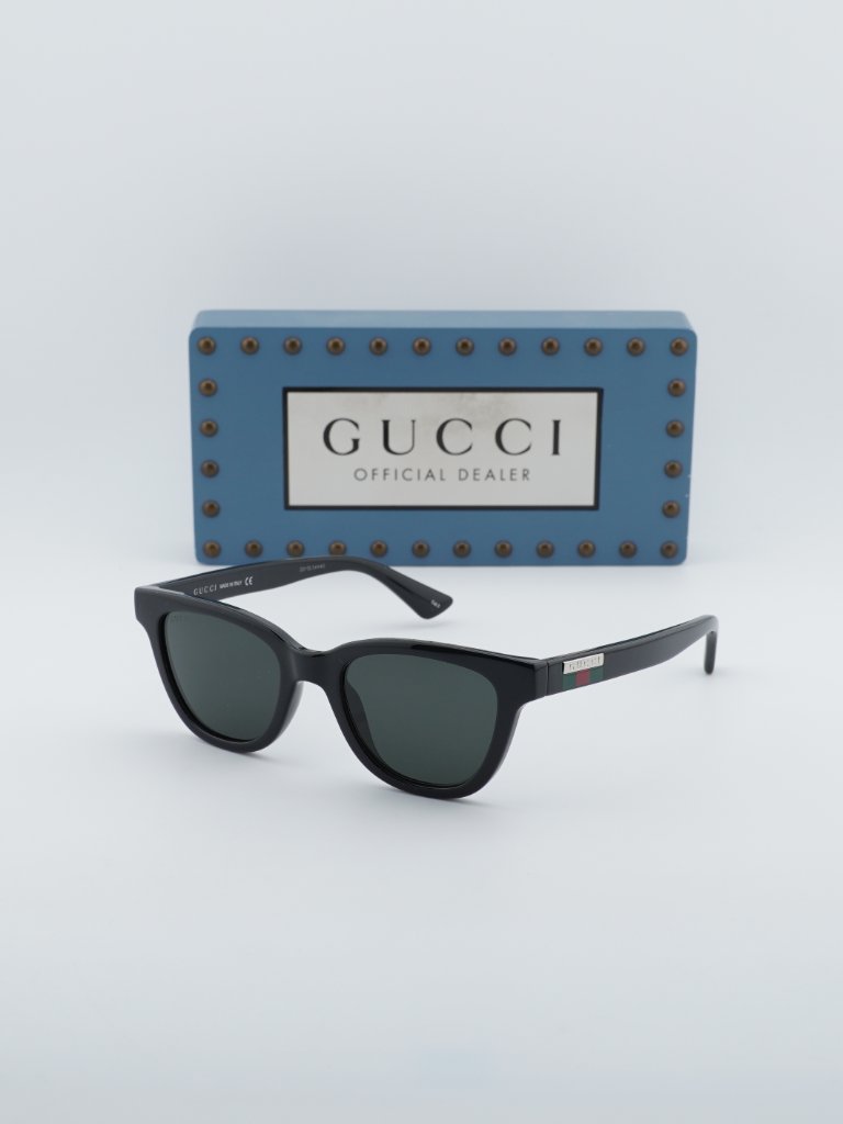 Gucci Gg1116s 001 Unisex Square Sunglasses - Black / Grey